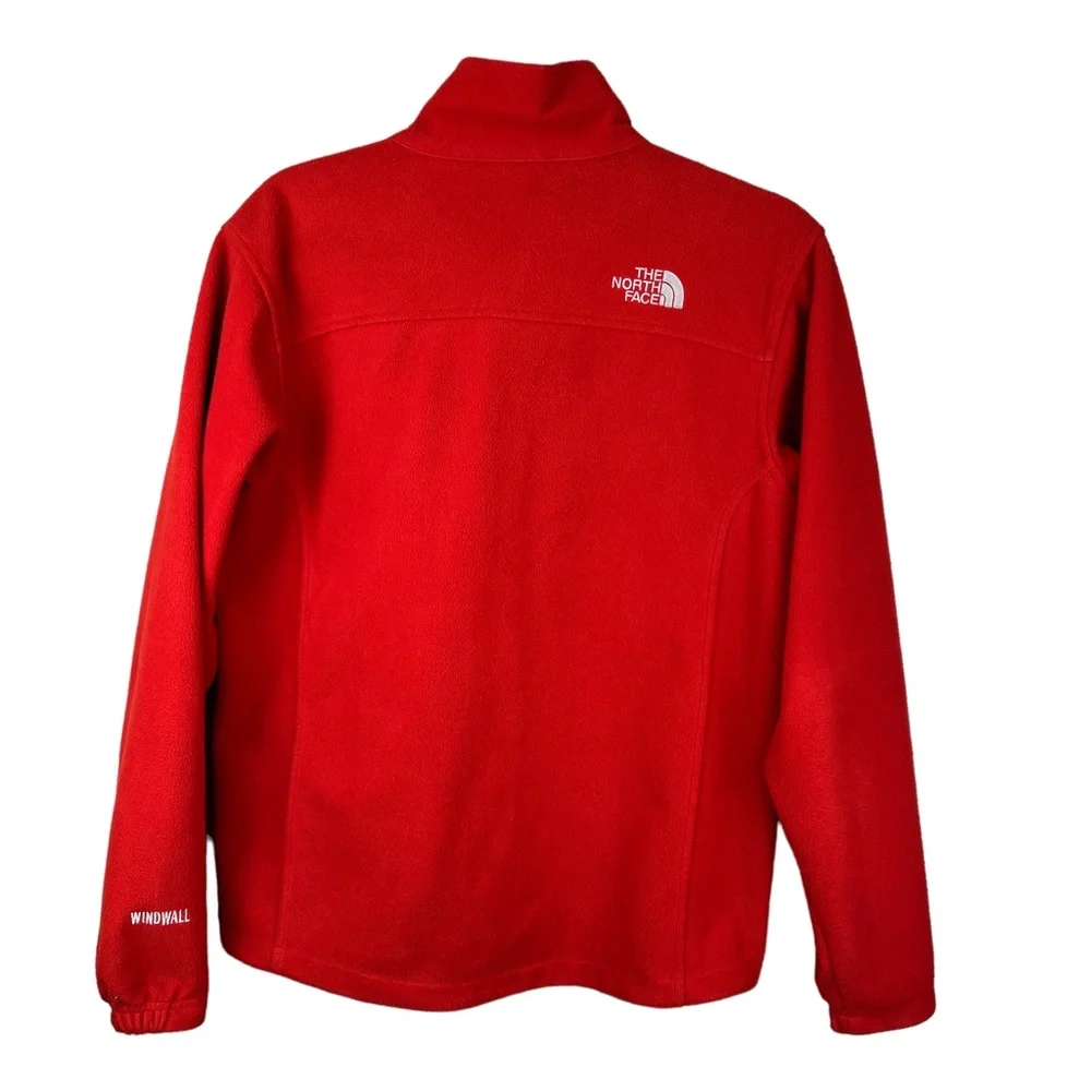 The North Face Men’s Red Zip Up Fleece Jacket Size Small Windwall Embroidery‎